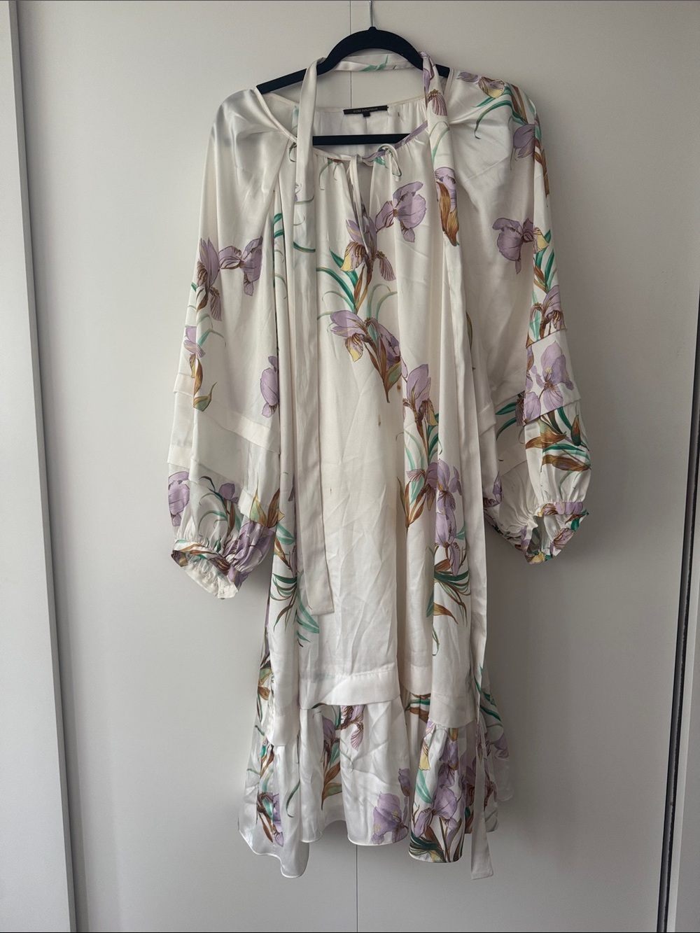 Kobi Halperin White Floral Long-Sleeve Tie-waist Dress